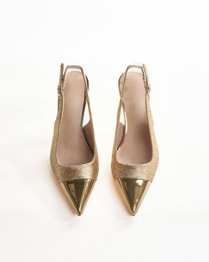 Chloe Sparkle Ruch Slingback Pumps In Gold
