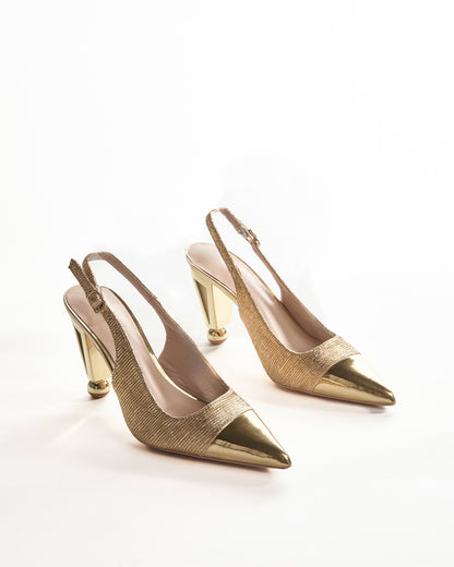 Chloe Sparkle Ruch Slingback Pumps In Gold