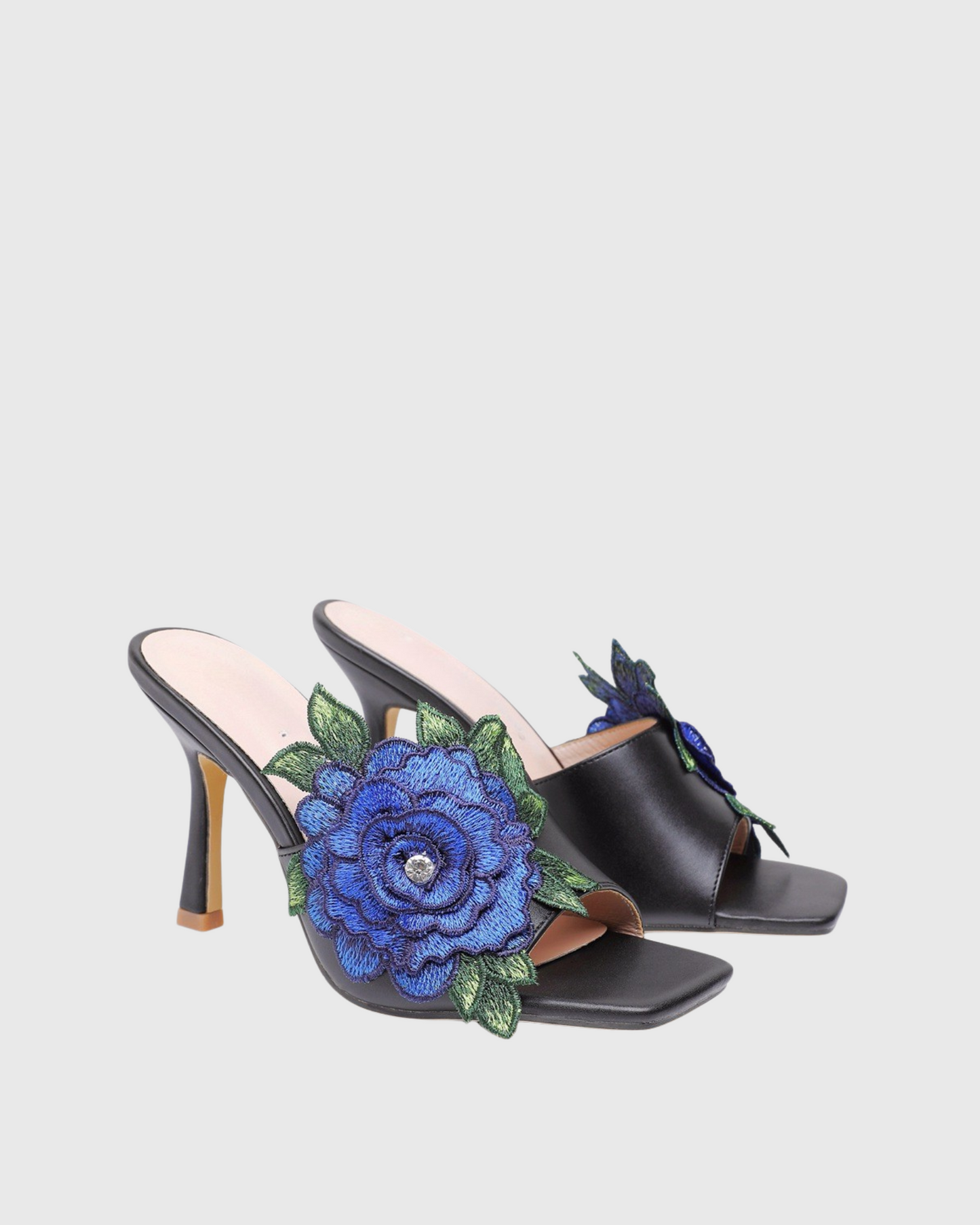 Clio Embroidery Flower Slippers In Black