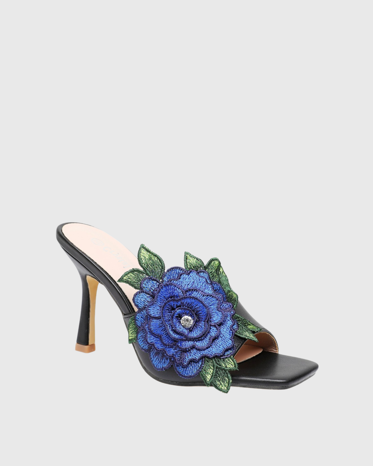 Clio Embroidery Flower Slippers In Black