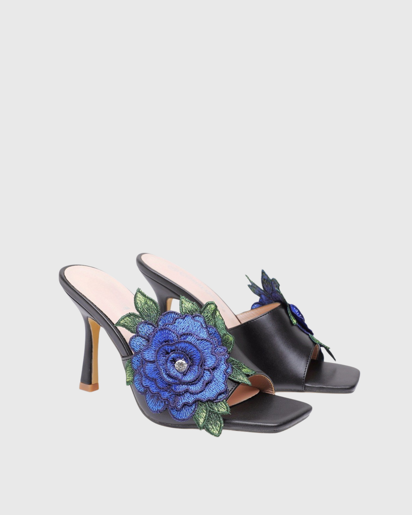 Clio Embroidery Flower Slippers In Black
