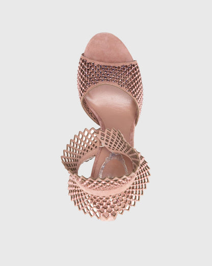 Colombina Rhinestone Cutout Strap Sandals In Pink