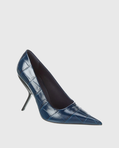 Concetta Crocodile Print Pumps In Navy