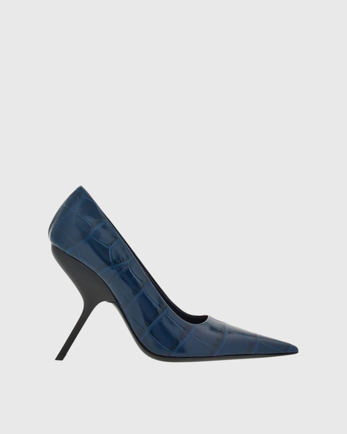 Concetta Crocodile Print Pumps In Navy