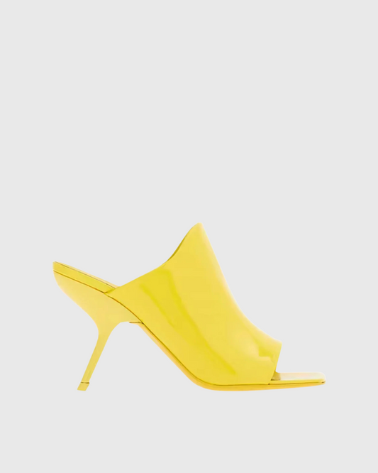 Concetta Patent Leather Mules In Yellow