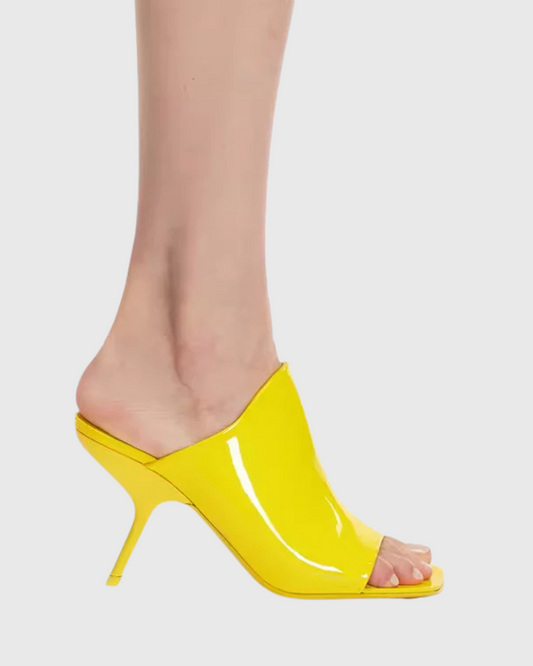 Concetta Patent Leather Mules In Yellow