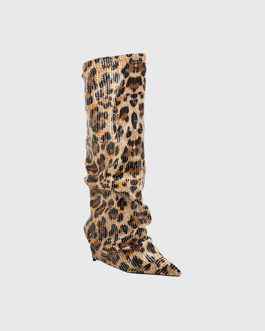 Corinna Leopard Print Knee High Boots