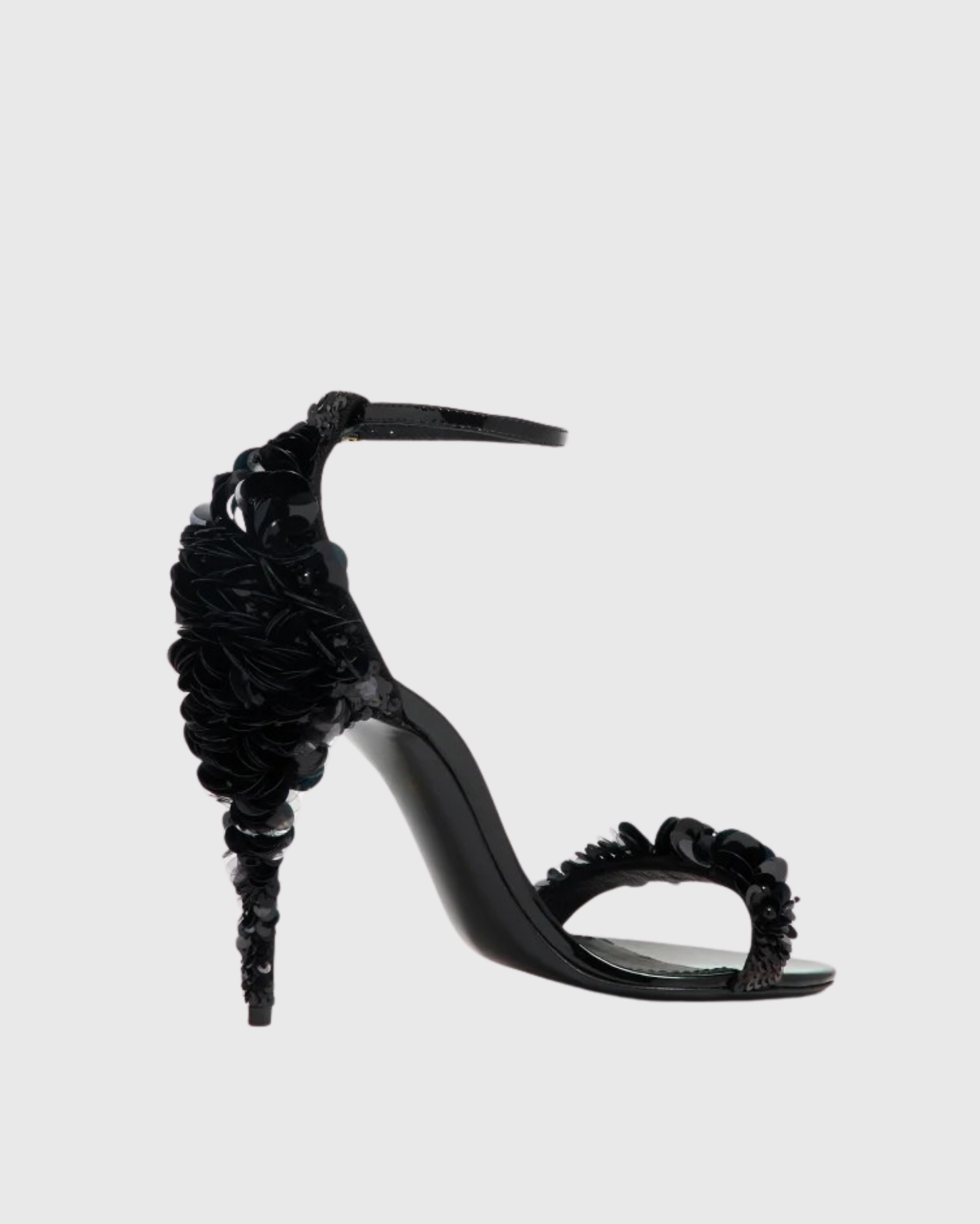 Cornelia Flower Sequin Strap Sandals In Black