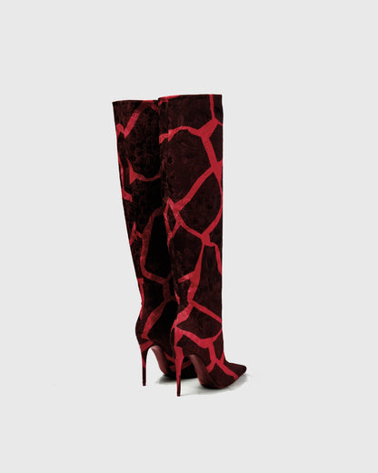 Cosetta Embroidery Giraffe Print Knee High Boots