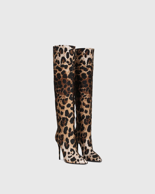 Cosetta Leopard Print Knee High Boots