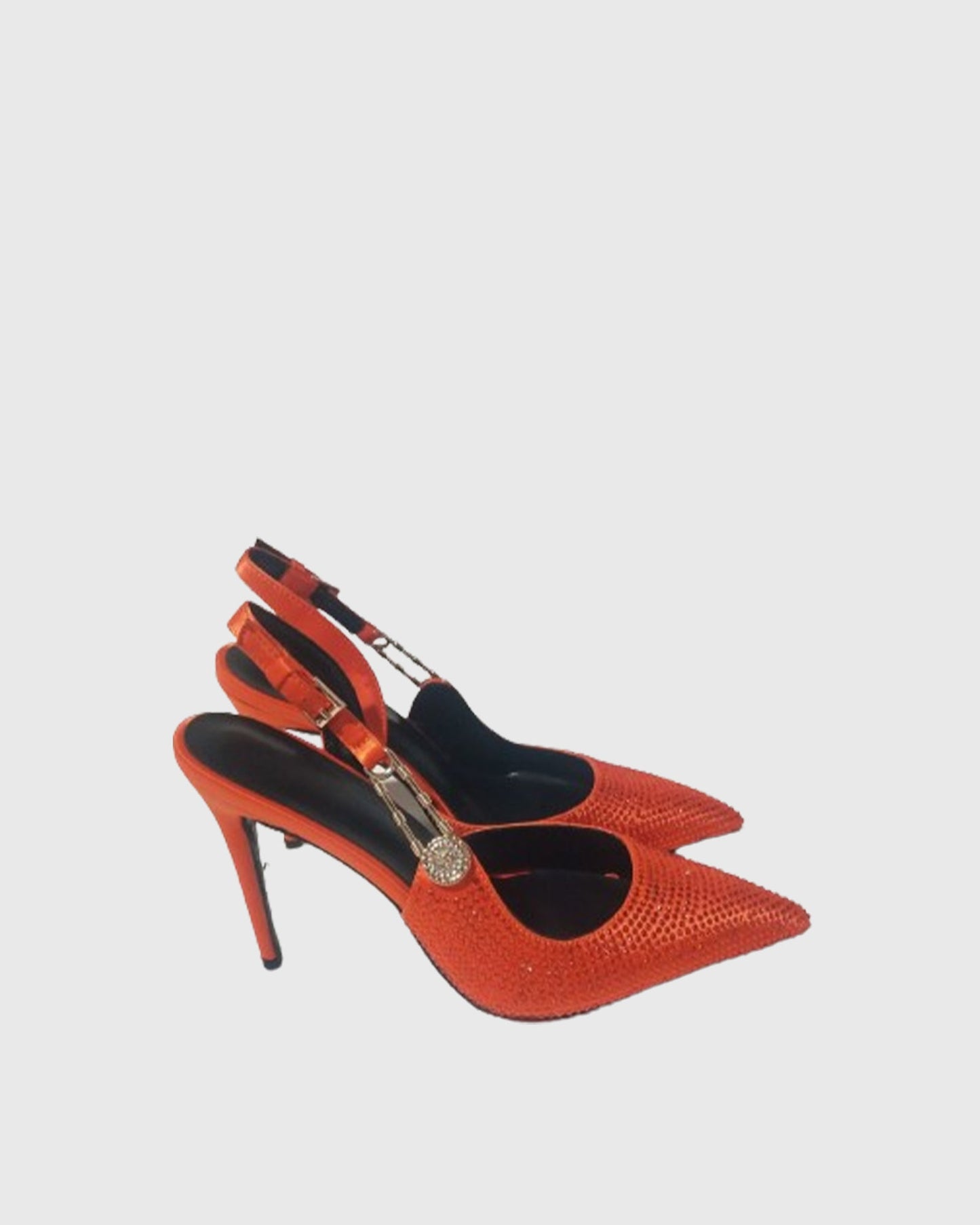 Costanza Rhinestone Embellished Slingback Pumps In Orange