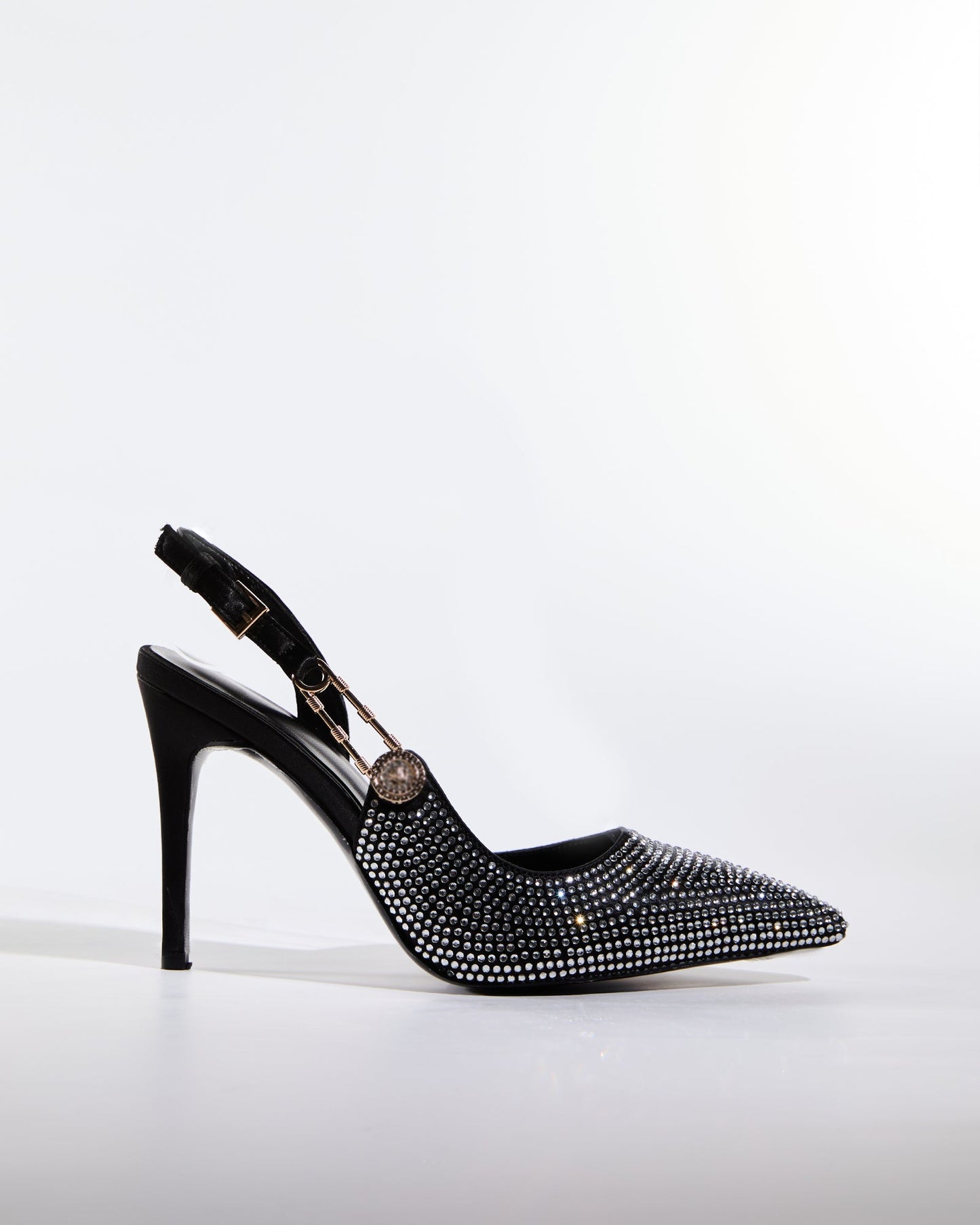 Costanza Rhinestone Embellished Slingback Pumps In Black