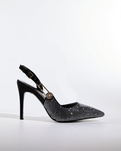Costanza Rhinestone Embellished Slingback Pumps In Black