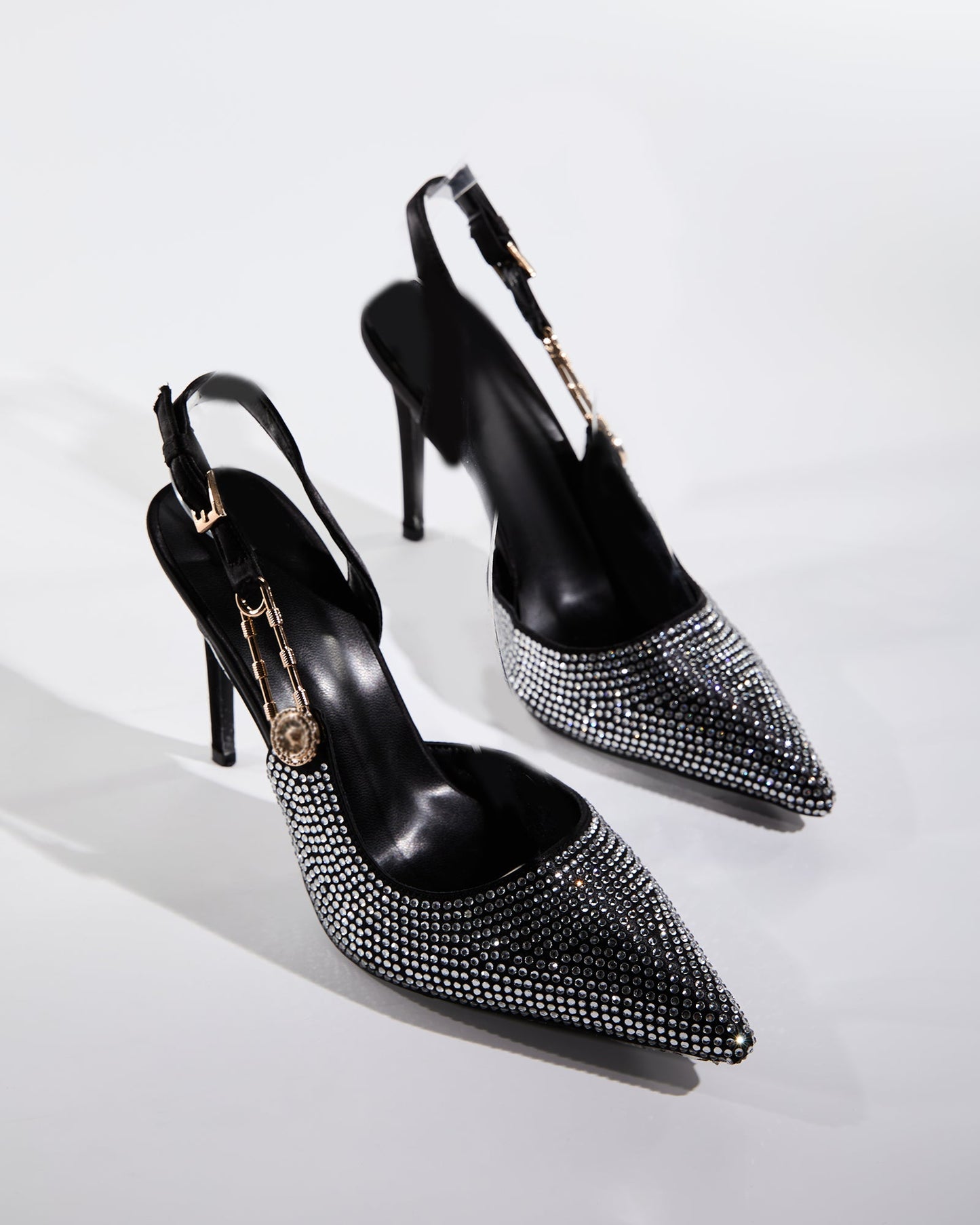 Costanza Rhinestone Embellished Slingback Pumps In Black