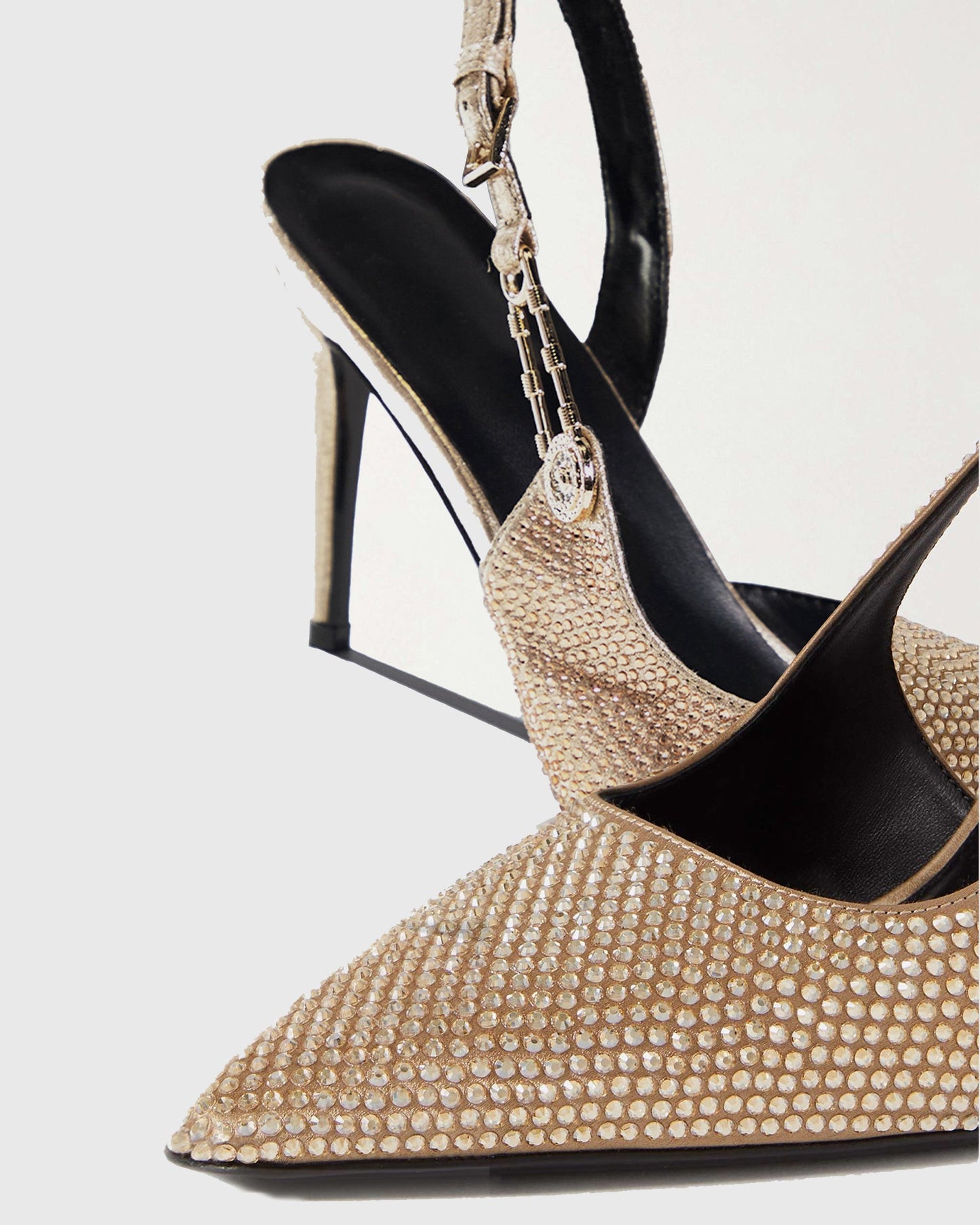 Costanza Rhinestone Embellished Slingback Pumps In Gold