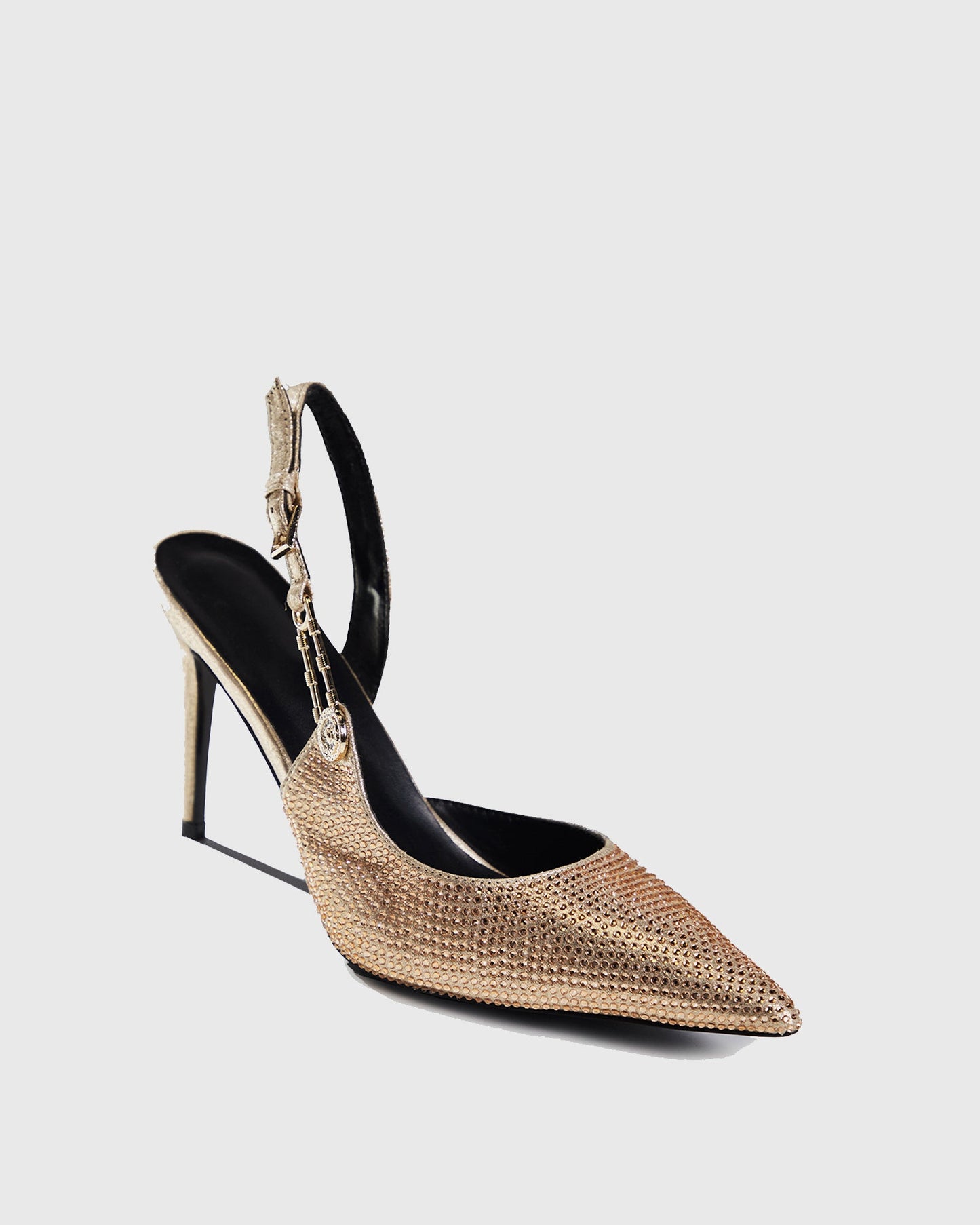 Costanza Rhinestone Embellished Slingback Pumps In Gold