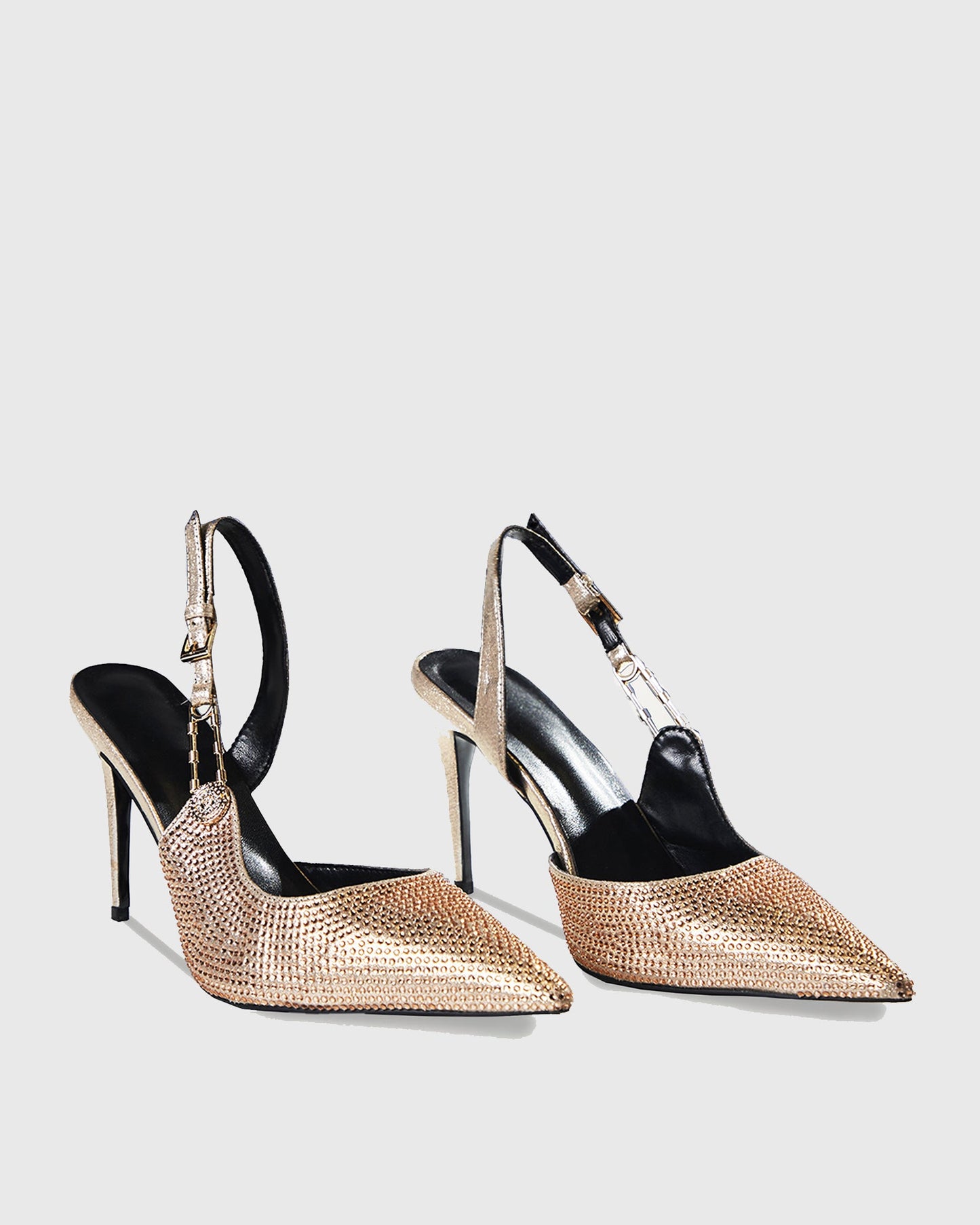 Costanza Rhinestone Embellished Slingback Pumps In Gold