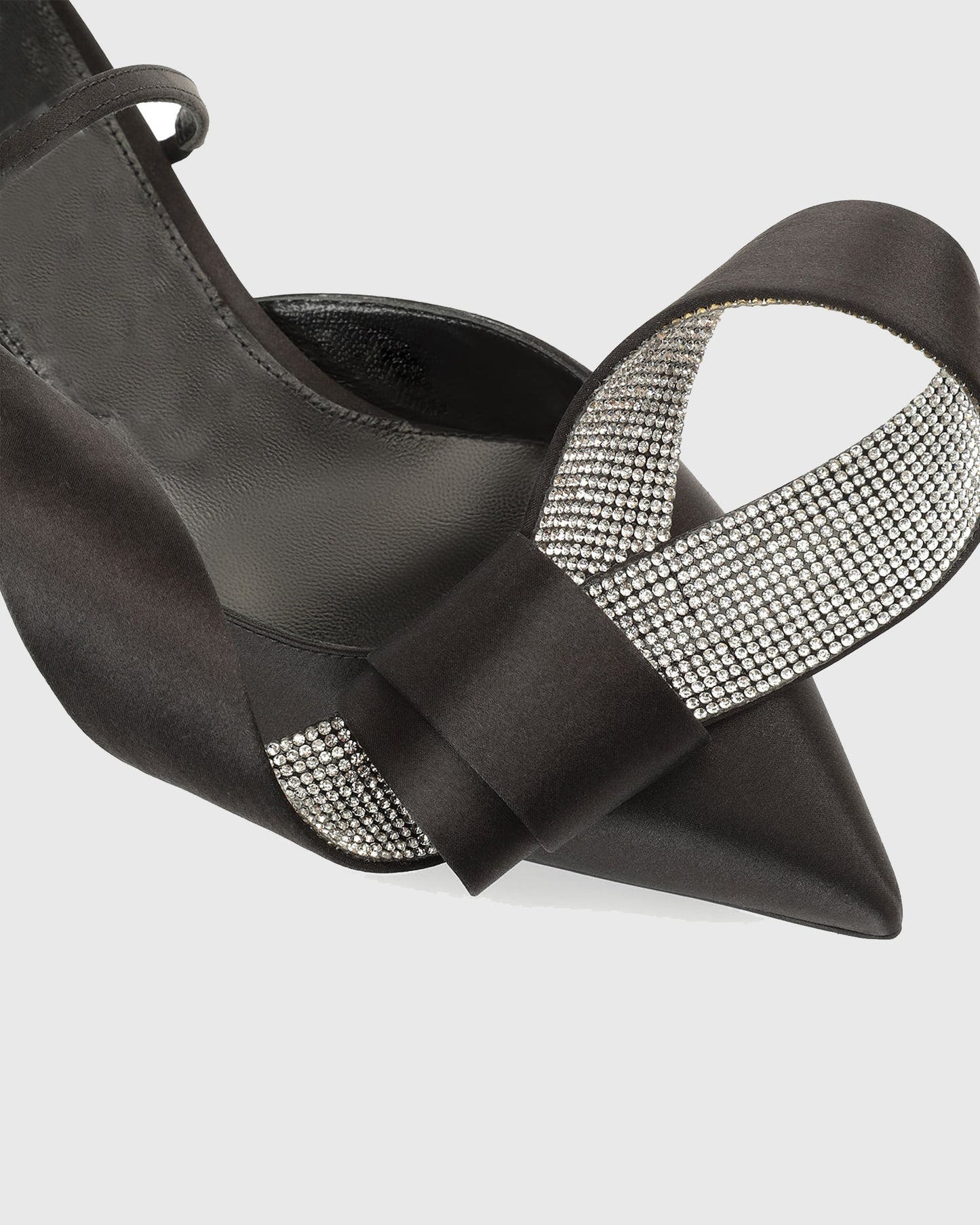 Crocifissa Bow Satin Mules In Black