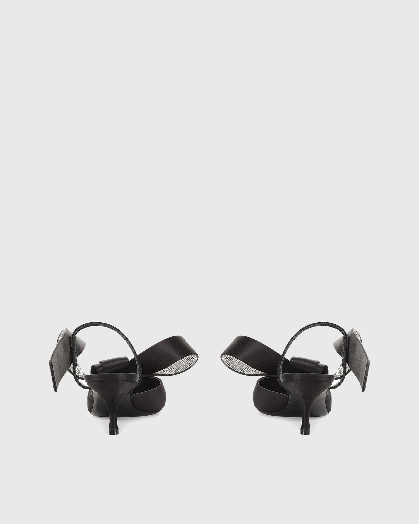 Crocifissa Bow Satin Mules In Black