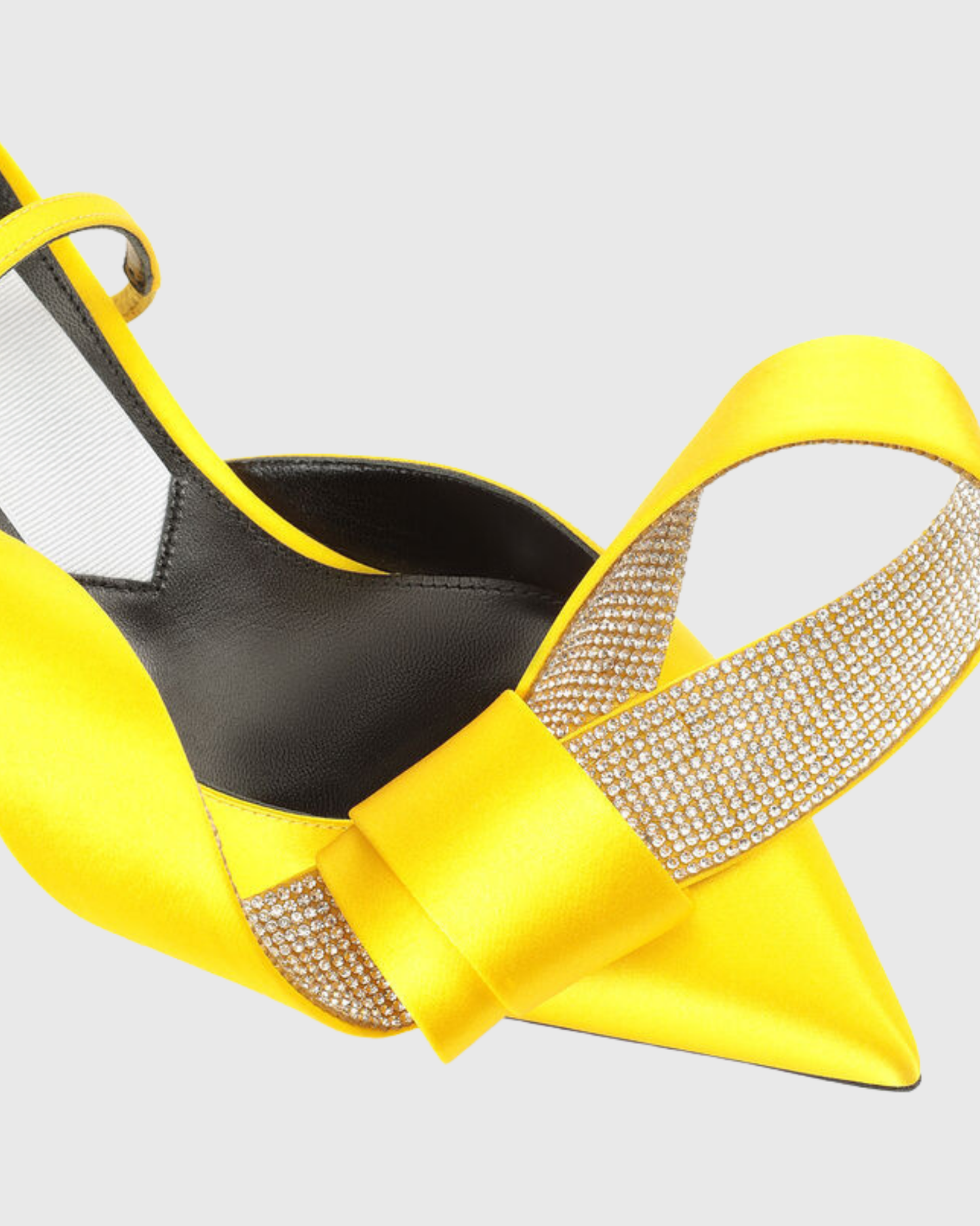Crocifissa Spiral Rhinestone Bow Mules In Butter Yellow