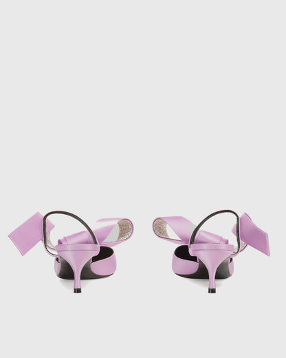 Crocifissa Spiral Rhinestone Bow Mules In Lilac