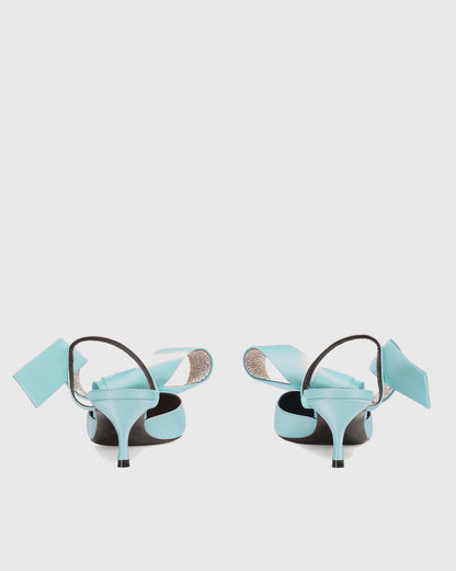 Crocifissa Spiral Rhinestone Bow Mules In Mint