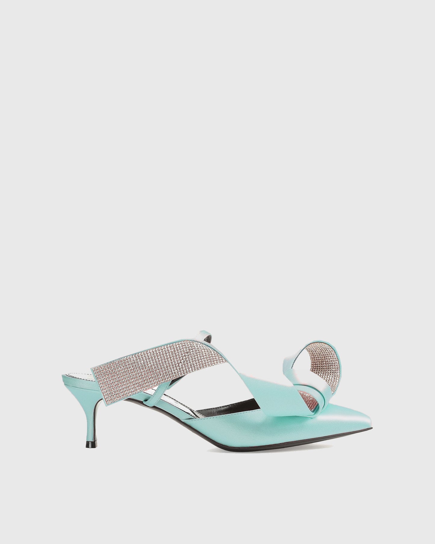 Crocifissa Spiral Rhinestone Bow Mules In Mint