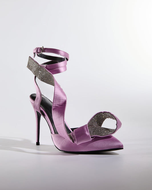 Crocifissa Spiral Rhinestone Bow Pumps In Lilac