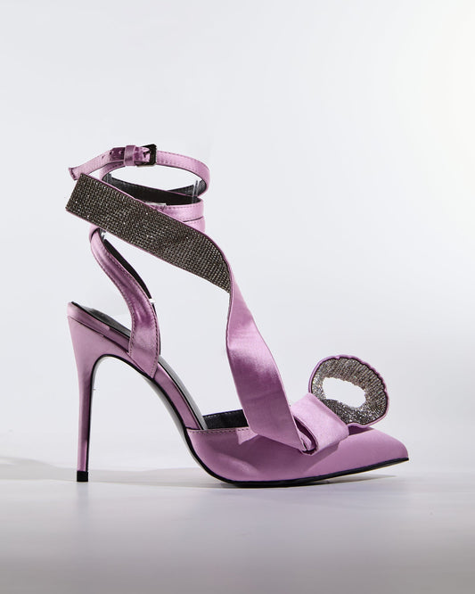 Crocifissa Spiral Rhinestone Bow Pumps In Lilac