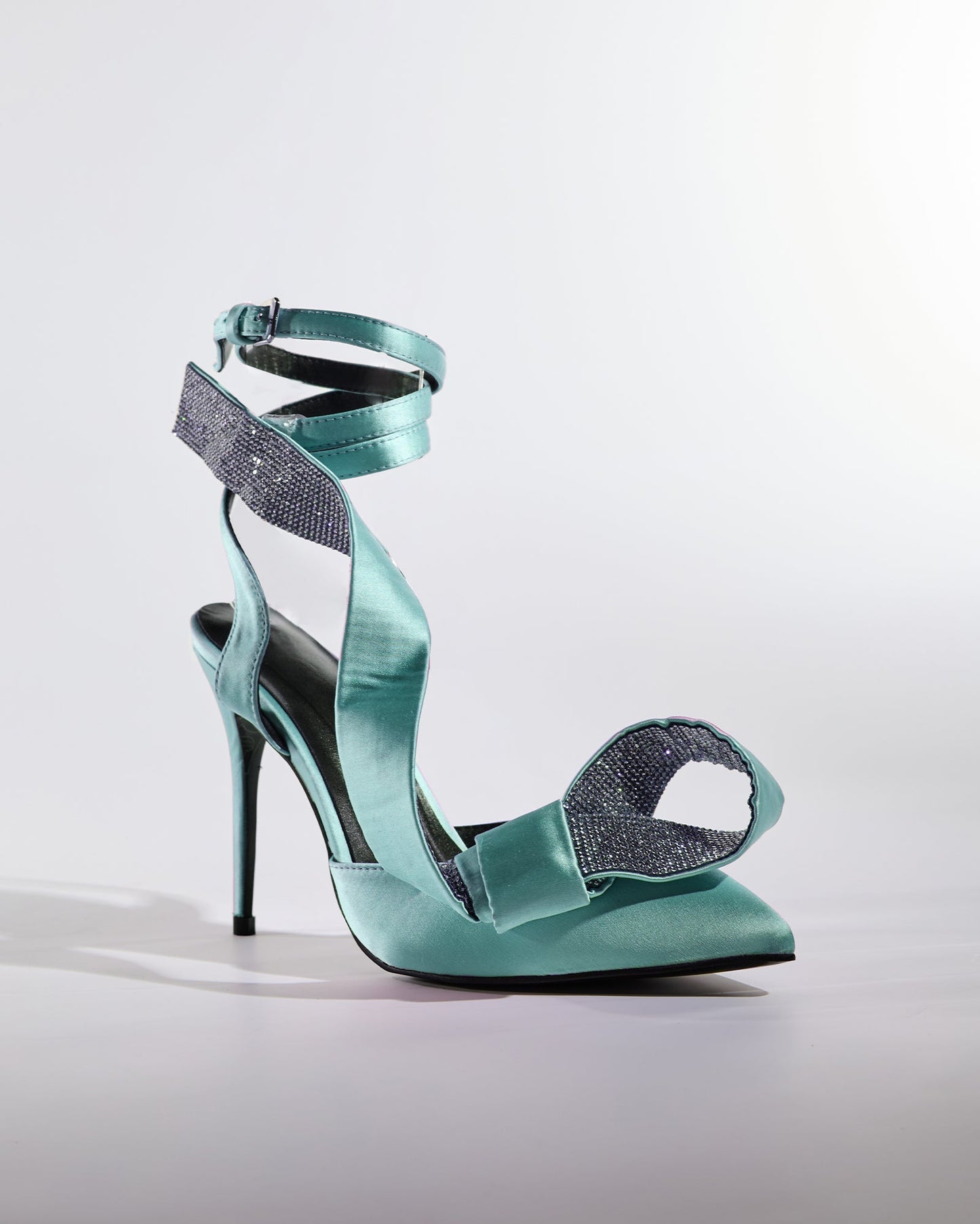 Crocifissa Spiral Rhinestone Bow Pumps In Mint