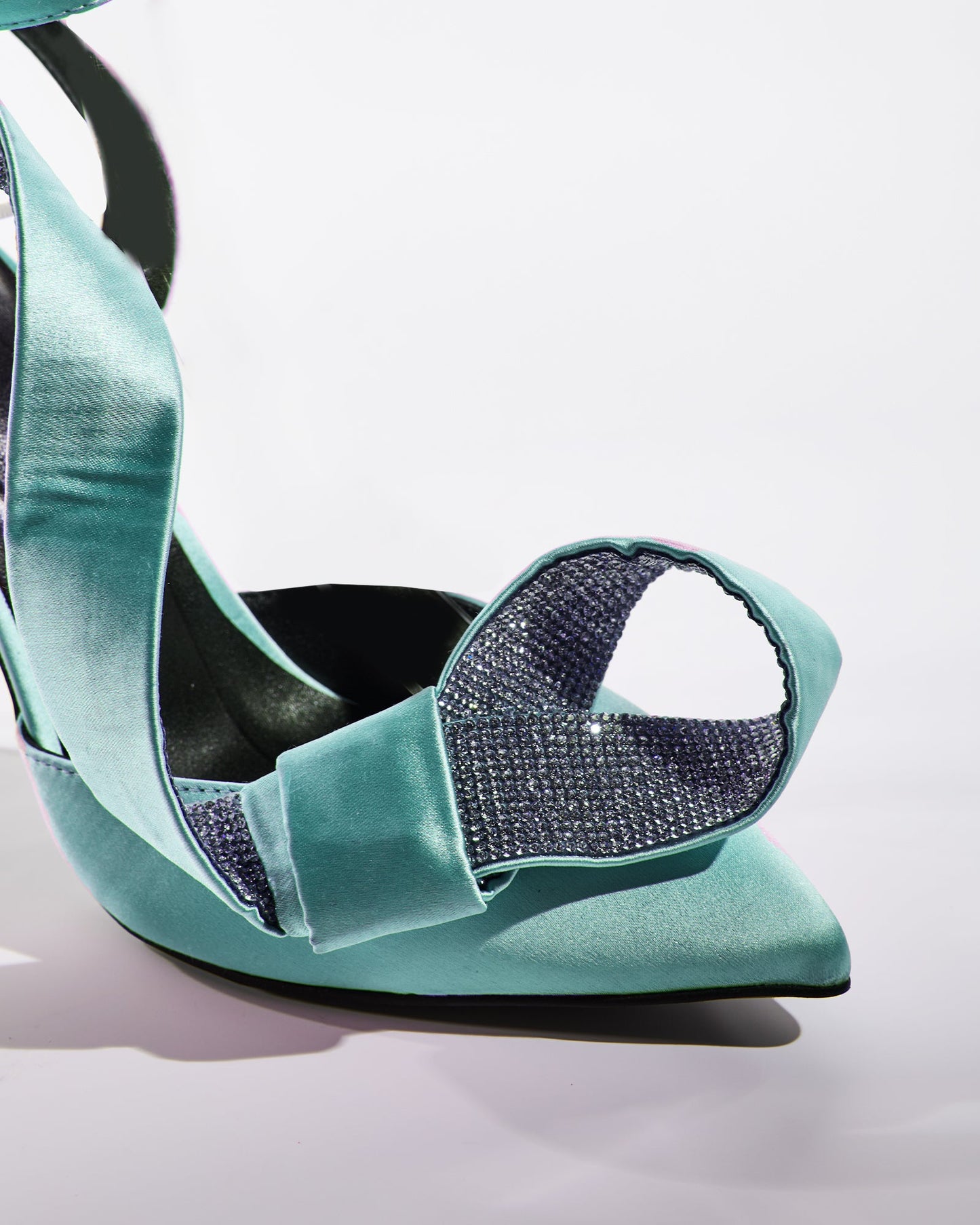 Crocifissa Spiral Rhinestone Bow Pumps In Mint