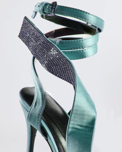 Crocifissa Spiral Rhinestone Bow Pumps In Mint
