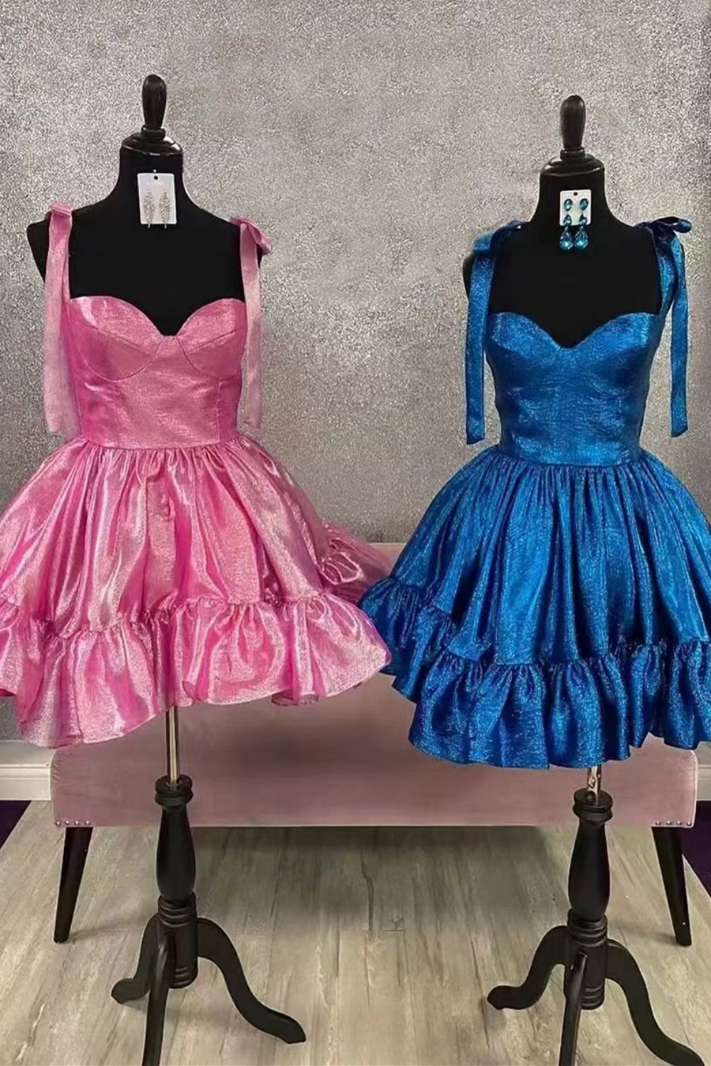 Charming A-Line Organza Mini Dress with Ribbon Straps Barbie Inspired Homecoming Dress