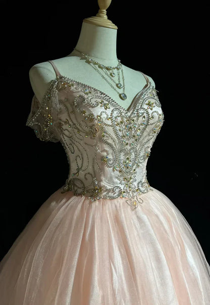 Vintage Pink Beaded Embroidery A-Line Homecoming Dress Spaghetti Strap Party Dress Short Chiffon Cocktail Dress TP4608