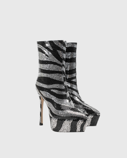 Dace Sequin Stripe Platform Ankle Boots
