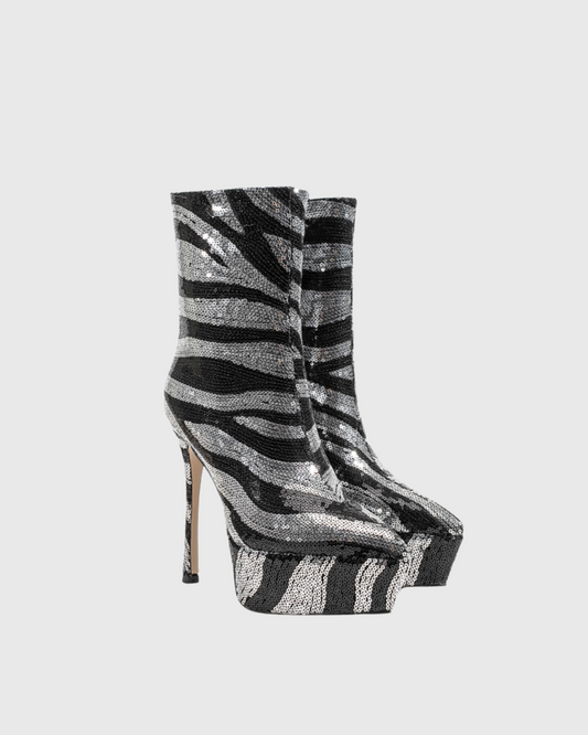 Dace Sequin Stripe Platform Ankle Boots