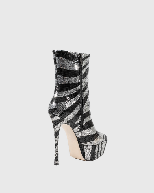 Dace Sequin Stripe Platform Ankle Boots