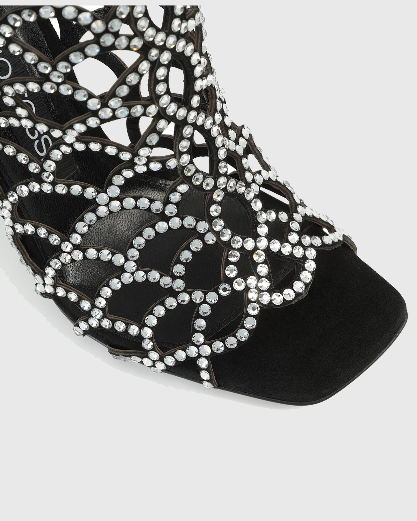 Dafne Rhinestone Embellished Cutout Sandals In Black