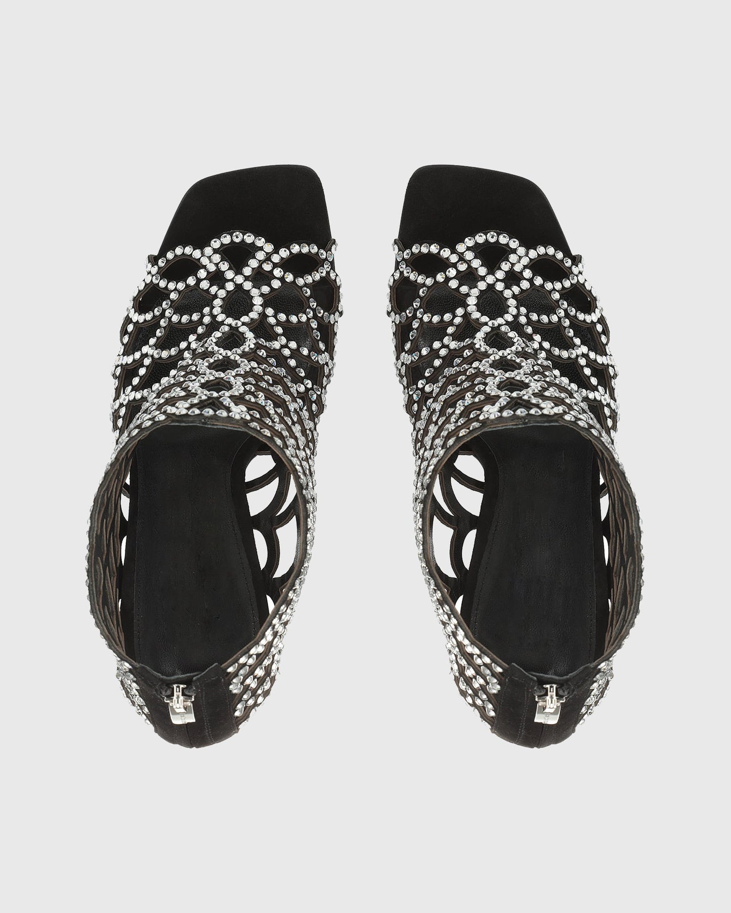 Dafne Rhinestone Embellished Cutout Sandals In Black