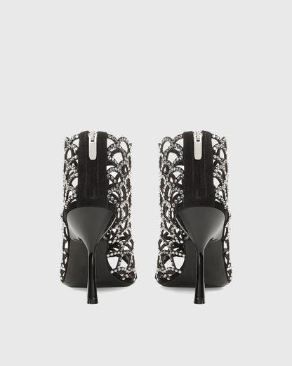 Dafne Rhinestone Embellished Cutout Sandals In Black