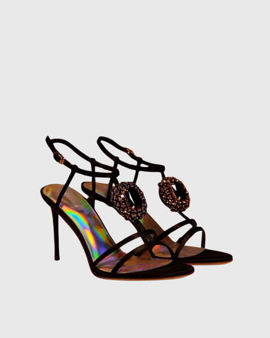 Dafni Gem Embellished Strap Sandals In Black