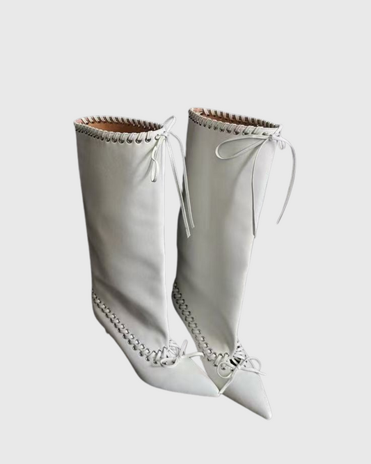 Dagda Bow Lace Up Knee Hight Boots