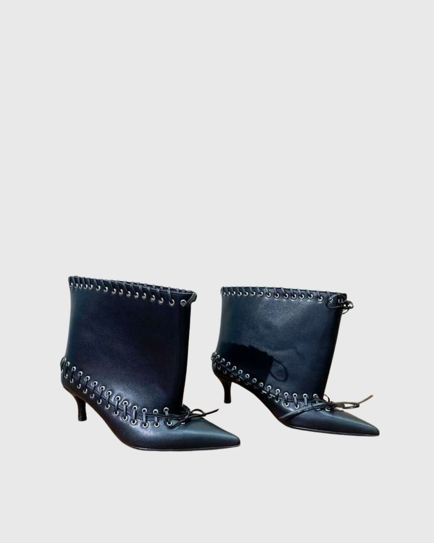 Dagda Bow Lace Up Ankle Boots In Black