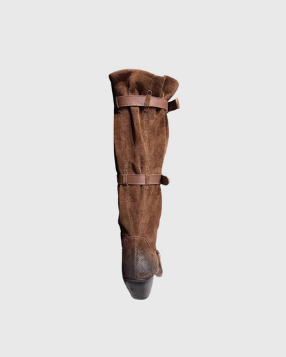 Dai Buckle Cowboy Boots In Brown