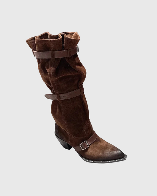 Dai Buckle Cowboy Boots In Brown