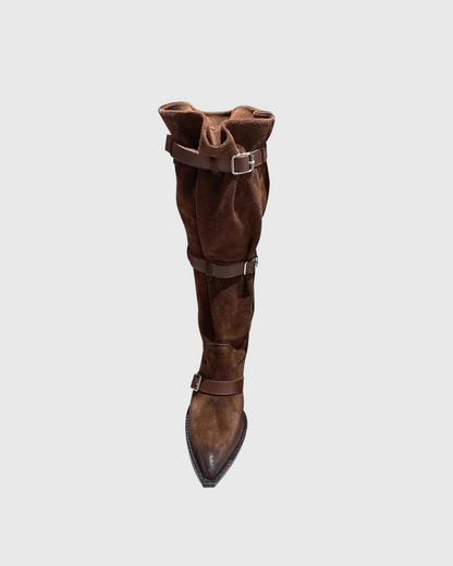 Dai Buckle Cowboy Boots In Brown