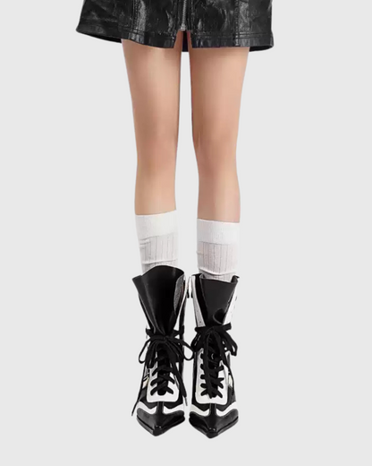 Dai  Lace Up Wedge Boxing Boots In Black