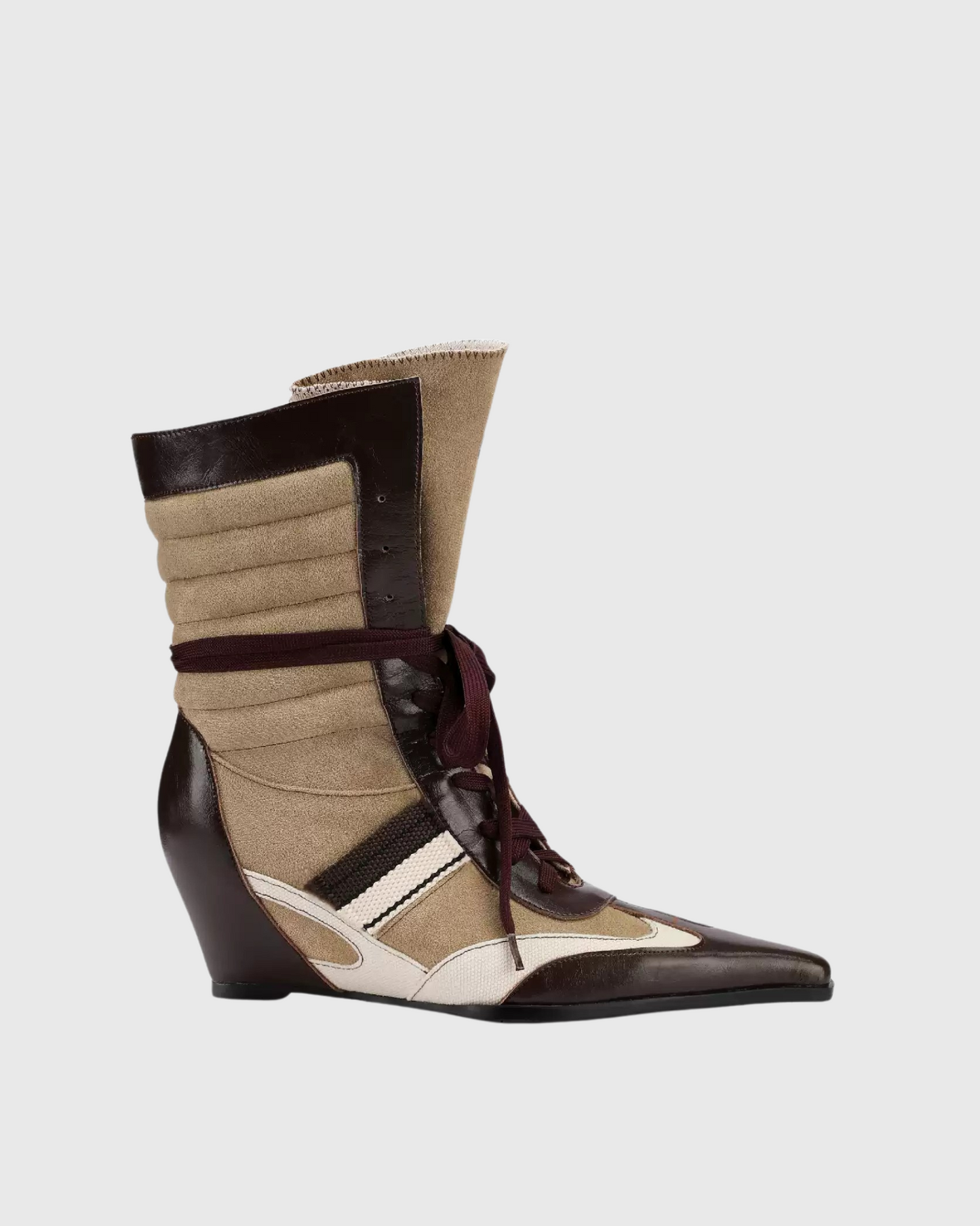 Dai Lace Up Wedge Boxing Boots In Brown