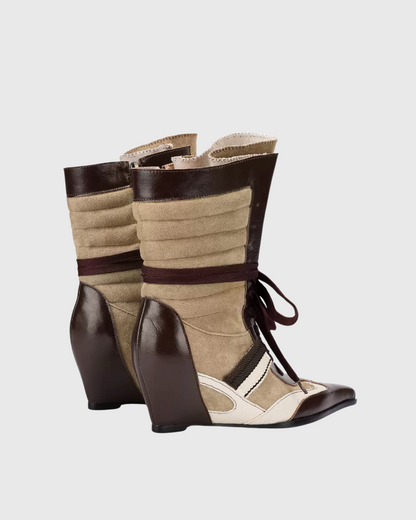 Dai Lace Up Wedge Boxing Boots In Brown