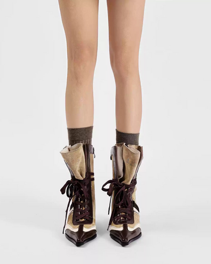 Dai Lace Up Wedge Boxing Boots In Brown